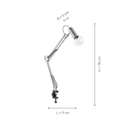 Leuchten Direkt 14773-55 - Lámpara de mesa con clip TURN ME 1xE27/60W/230V cromo mate