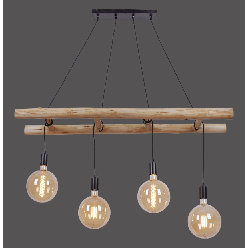 Leuchten Direkt 15025-18 - Lámpara colgante EDGAR 4xE27/60W/230V Eucalyptus