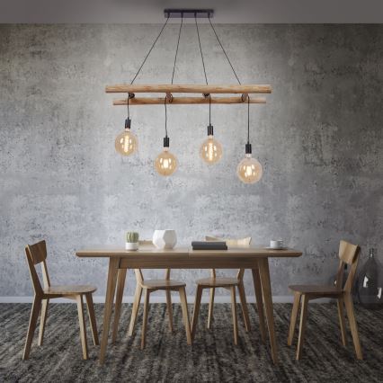 Leuchten Direkt 15025-18 - Lámpara colgante EDGAR 4xE27/60W/230V Eucalyptus
