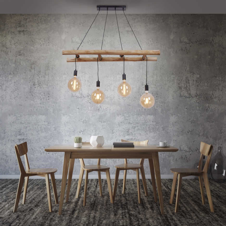 Leuchten Direkt 15025-18 - Lámpara colgante EDGAR 4xE27/60W/230V Eucalyptus