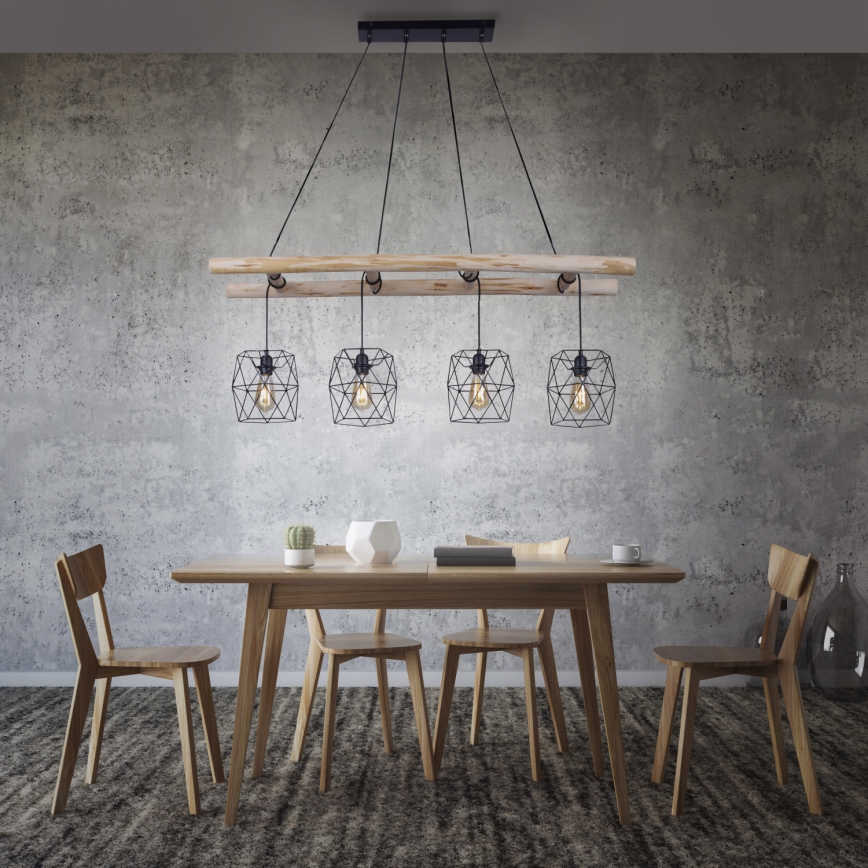 Leuchten Direkt 15036-18 - Lámpara colgante EDGAR 4xE27/60W/230V Eucalyptus