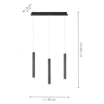 Leuchten Direkt 15203-18 - Lámpara LED colgante 3xLED/4,8W/230V negro