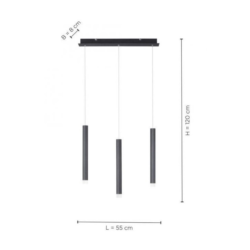 Leuchten Direkt 15203-18 - Lámpara LED colgante 3xLED/4,8W/230V negro