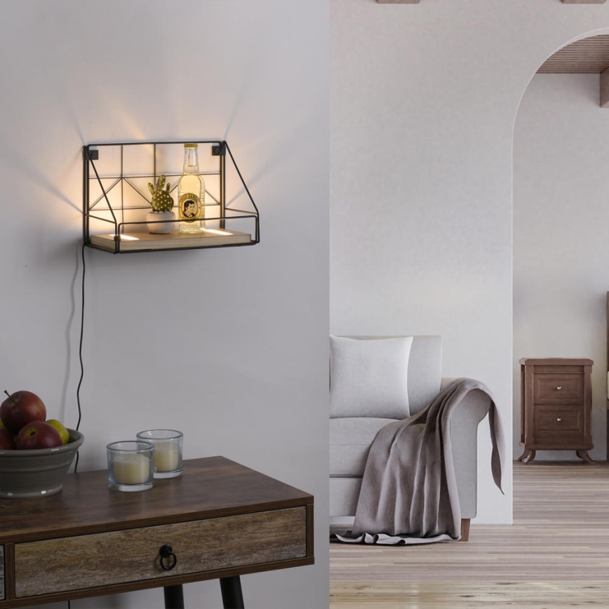 Leuchten Direkt 15276-18 - Estante con luces LED BOARD 2xLED/1,75W/230V 30 cm Eucalyptus