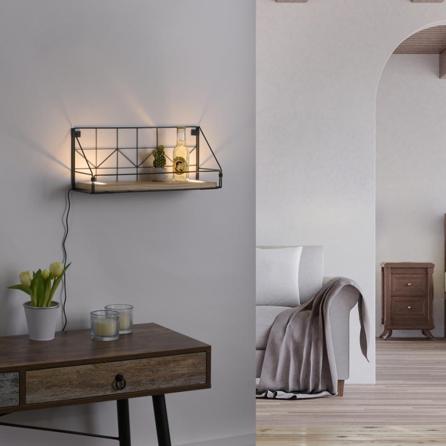 Leuchten Direkt 15277-18 - Estante con luces LED BOARD 2xLED/1,75W/230V 45 cm Eucalyptus