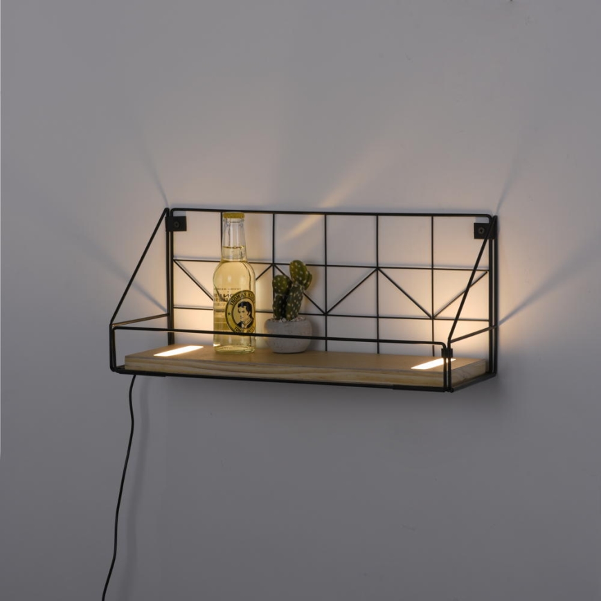 Leuchten Direkt 15277-18 - Estante con luces LED BOARD 2xLED/1,75W/230V 45 cm Eucalyptus