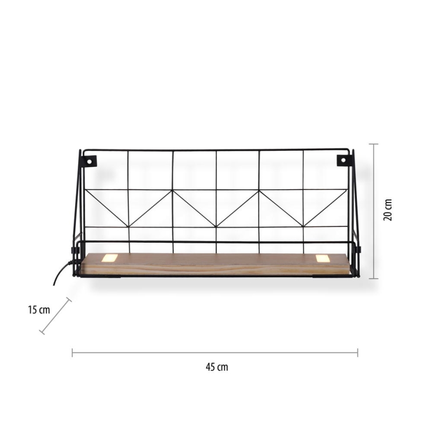 Leuchten Direkt 15277-18 - Estante con luces LED BOARD 2xLED/1,75W/230V 45 cm Eucalyptus