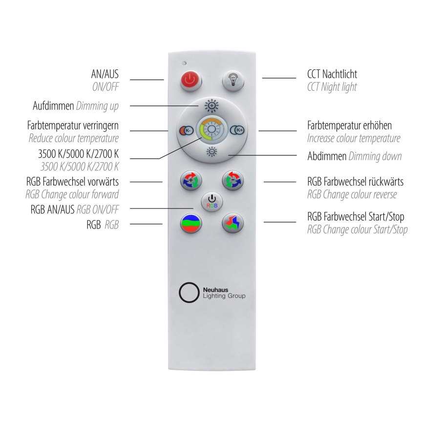 Leuchten Direkt 15411-21- Lámpara de techo LED RGB regulable CYBA LED/26W/230V + mando a distancia