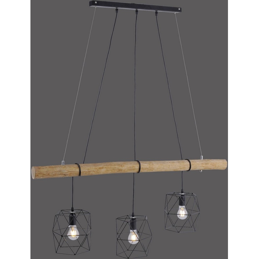 Leuchten Direkt 15503-18 - Lámpara colgante EDGAR 3xE27/60W/230V Eucalyptus