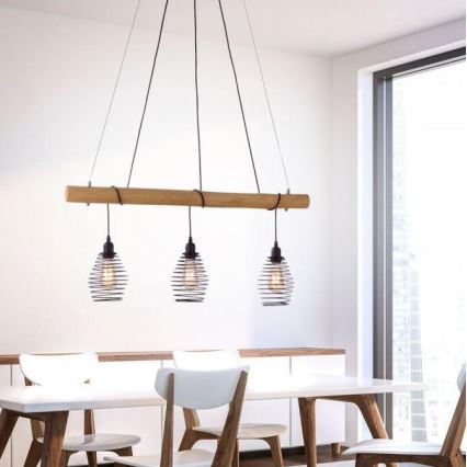 Leuchten Direkt 15526-79 - Lámpara colgante SPRING 3xE27/40W/230V Eucalyptus