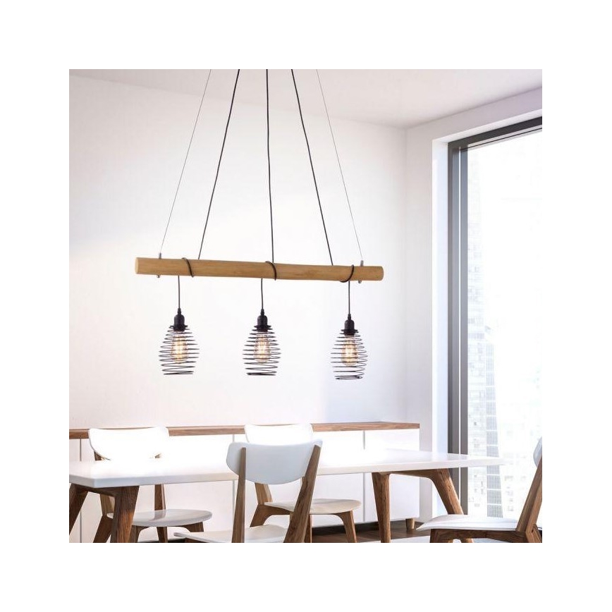 Leuchten Direkt 15526-79 - Lámpara colgante SPRING 3xE27/40W/230V Eucalyptus