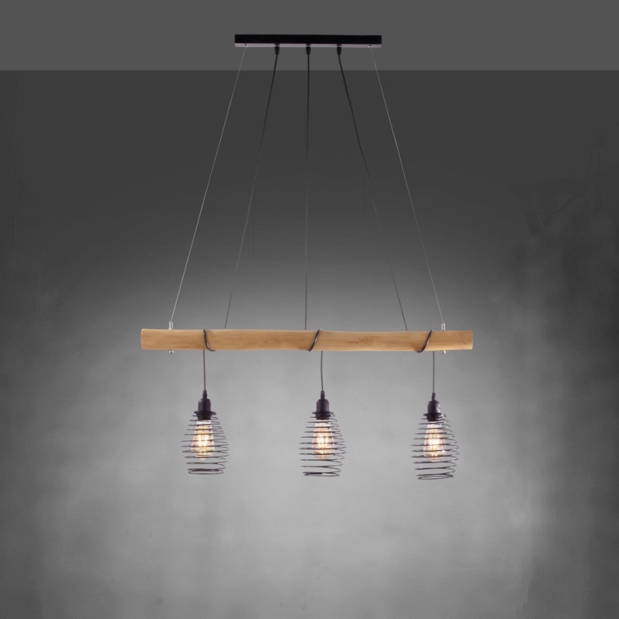 Leuchten Direkt 15526-79 - Lámpara colgante SPRING 3xE27/40W/230V Eucalyptus
