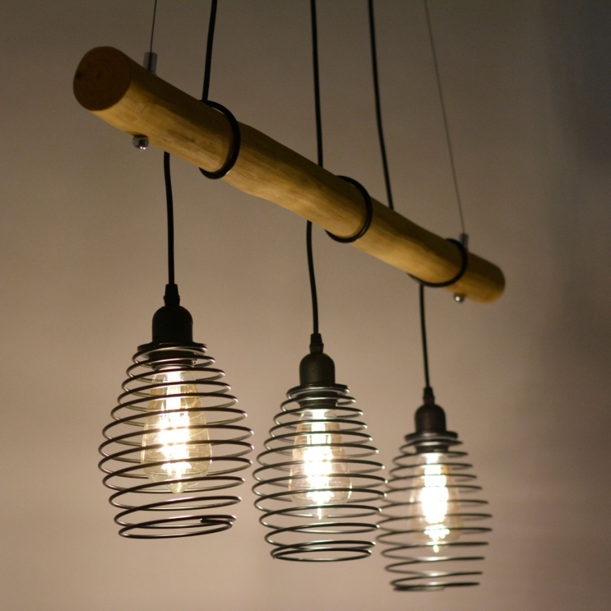 Leuchten Direkt 15526-79 - Lámpara colgante SPRING 3xE27/40W/230V Eucalyptus