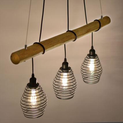 Leuchten Direkt 15526-79 - Lámpara colgante SPRING 3xE27/40W/230V Eucalyptus