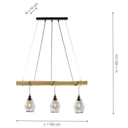 Leuchten Direkt 15526-79 - Lámpara colgante SPRING 3xE27/40W/230V Eucalyptus
