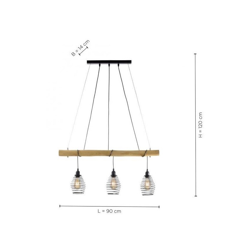 Leuchten Direkt 15526-79 - Lámpara colgante SPRING 3xE27/40W/230V Eucalyptus