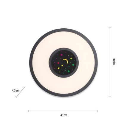 Leuchten Direkt 15572-18 - Plafón LED RGBW regulable ASTRO LED/17,5W/230V 2700-5000K + mando a distancia