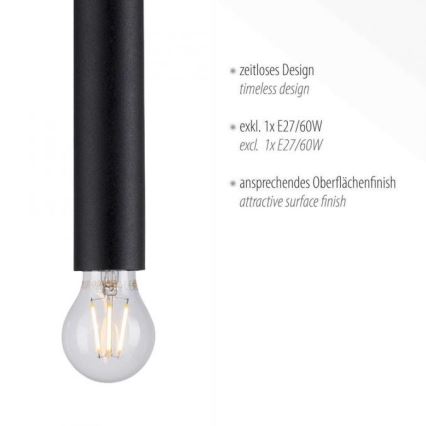 Leuchten Direkt 15617-18 - Lámpara colgante BRUNA 1xE27/60W/230V negro