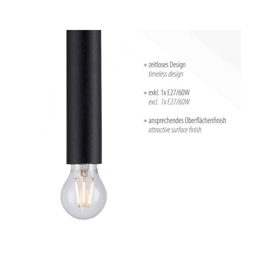 Leuchten Direkt 15617-18 - Lámpara colgante BRUNA 1xE27/60W/230V negro