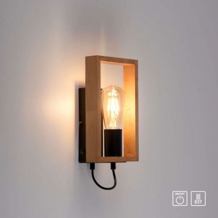Leuchten Direkt 15654-18 - Aplique FRANKY 1xE27/60W/230V acacia