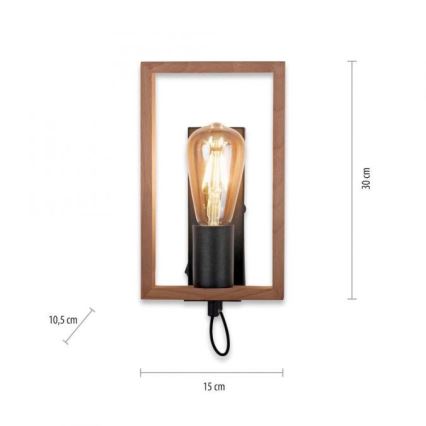 Leuchten Direkt 15654-18 - Aplique FRANKY 1xE27/60W/230V acacia