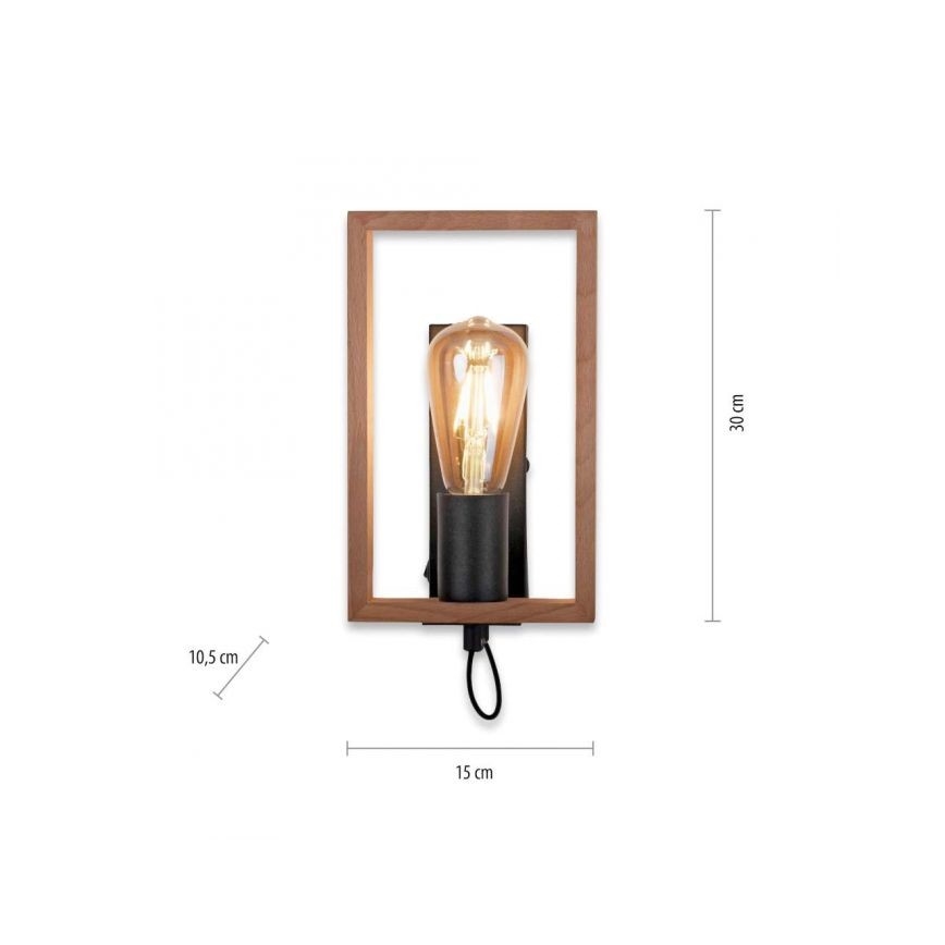 Leuchten Direkt 15654-18 - Aplique FRANKY 1xE27/60W/230V acacia