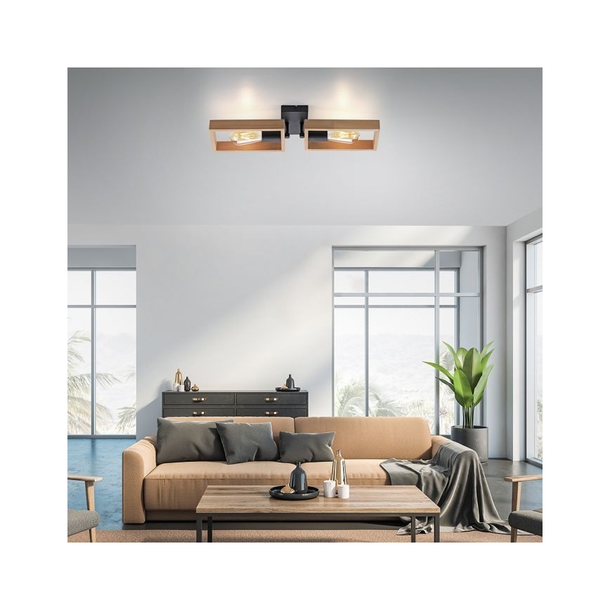 Leuchten Direkt 15657-18 - Lámpara de techo FRANKY 2xE27/60W/230V acacia