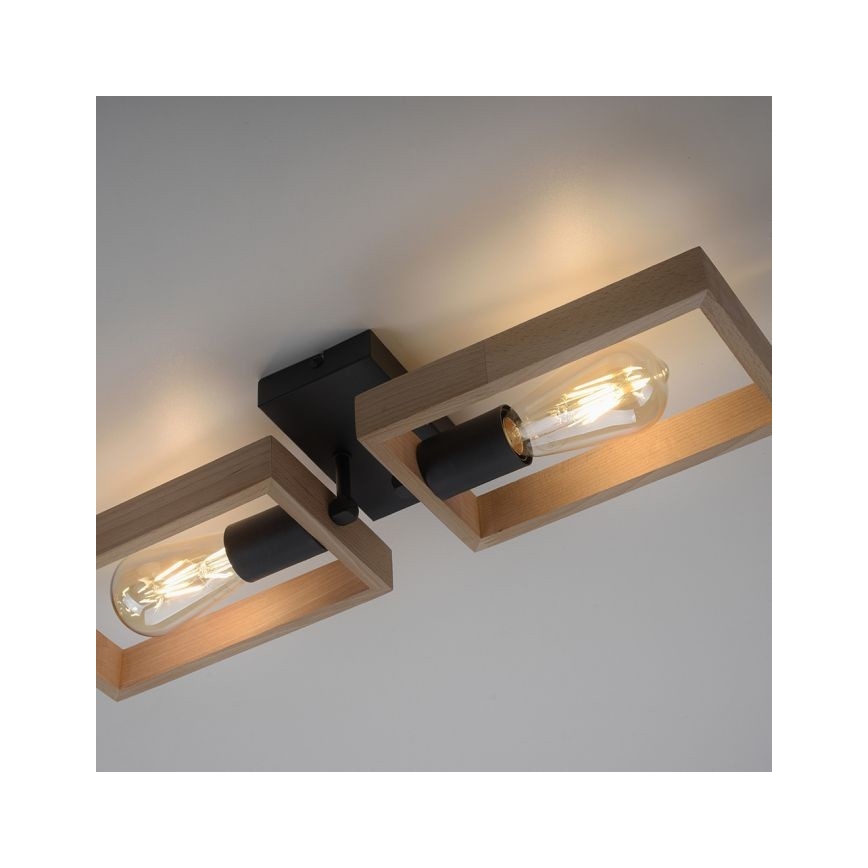 Leuchten Direkt 15657-18 - Lámpara de techo FRANKY 2xE27/60W/230V acacia