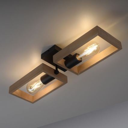 Leuchten Direkt 15657-18 - Lámpara de techo FRANKY 2xE27/60W/230V acacia