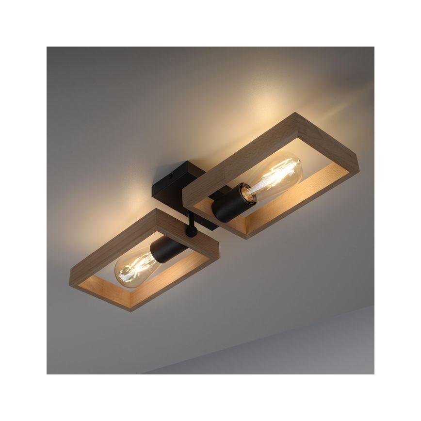 Leuchten Direkt 15657-18 - Lámpara de techo FRANKY 2xE27/60W/230V acacia
