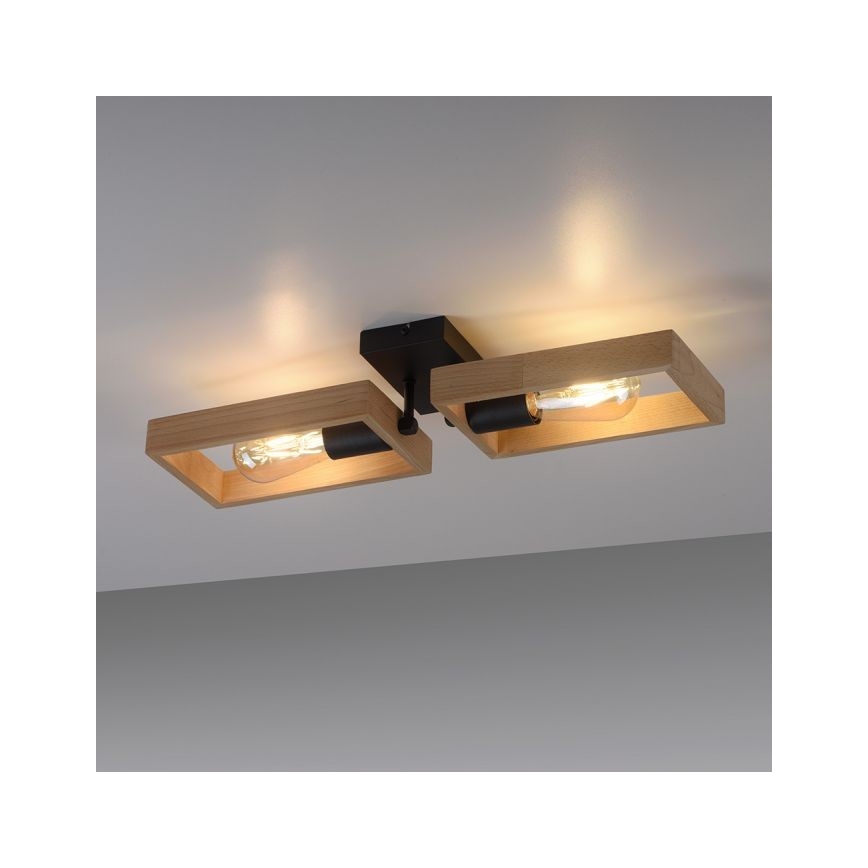 Leuchten Direkt 15657-18 - Lámpara de techo FRANKY 2xE27/60W/230V acacia