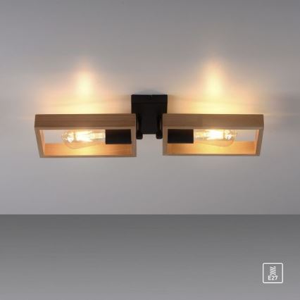 Leuchten Direkt 15657-18 - Lámpara de techo FRANKY 2xE27/60W/230V acacia