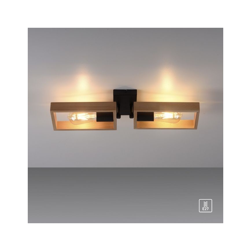 Leuchten Direkt 15657-18 - Lámpara de techo FRANKY 2xE27/60W/230V acacia