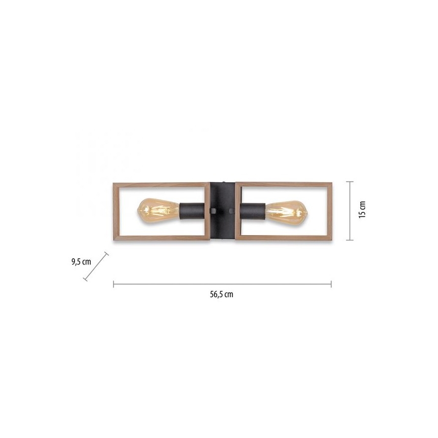 Leuchten Direkt 15657-18 - Lámpara de techo FRANKY 2xE27/60W/230V acacia