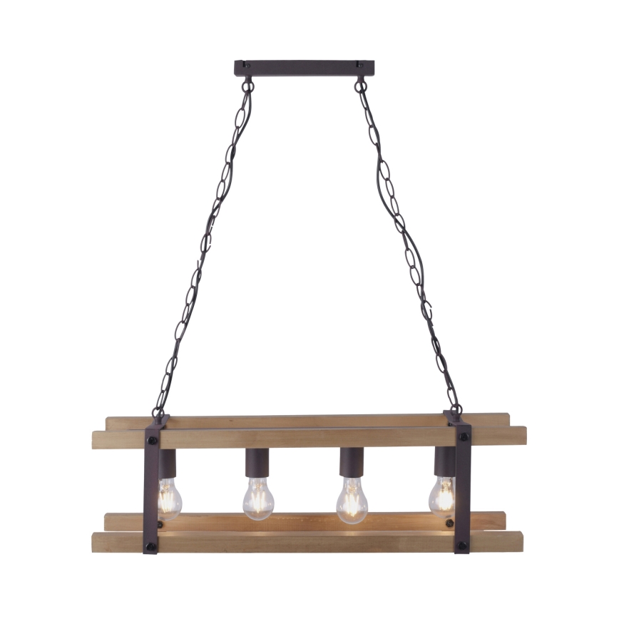 Leuchten Direkt 15684-79 - Lámpara colgante con cadena EDITH 4xE27/60W/230V pino