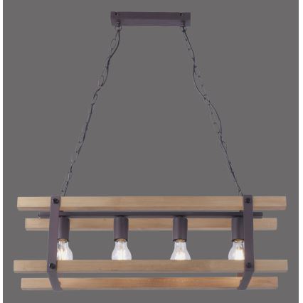 Leuchten Direkt 15684-79 - Lámpara colgante con cadena EDITH 4xE27/60W/230V pino