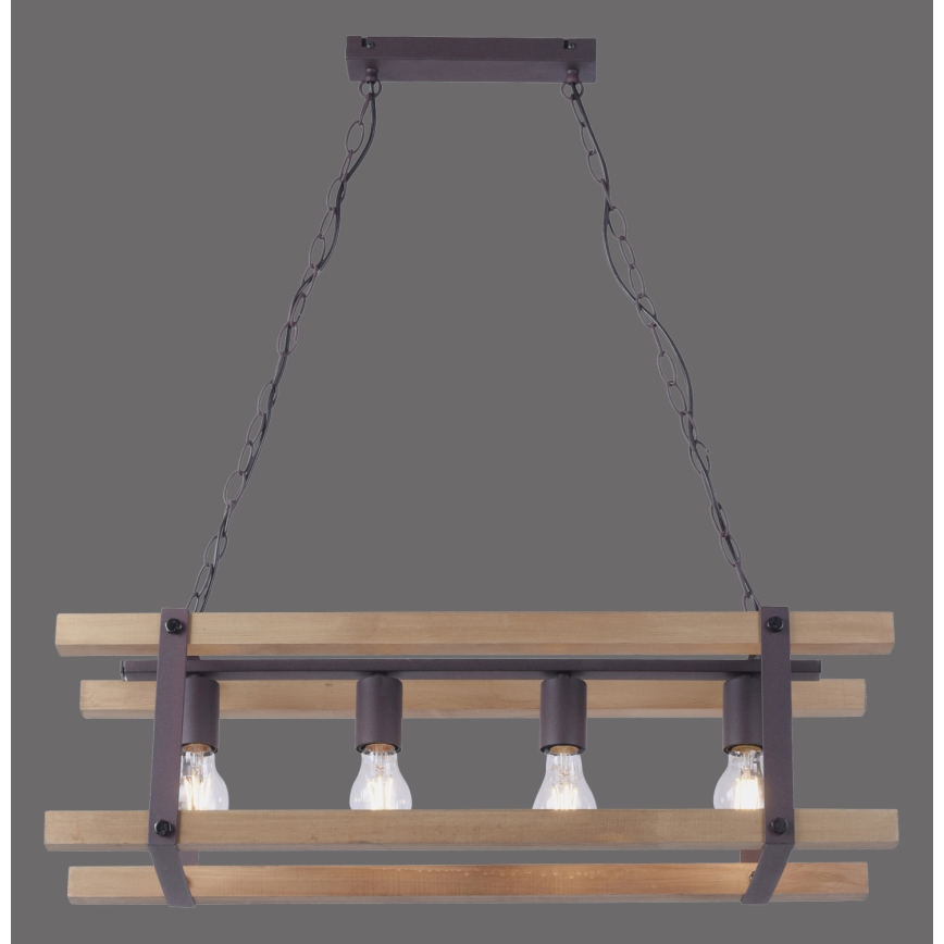 Leuchten Direkt 15684-79 - Lámpara colgante con cadena EDITH 4xE27/60W/230V pino