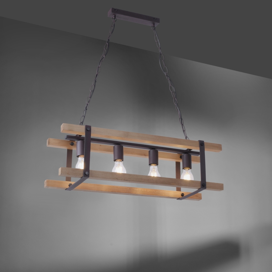 Leuchten Direkt 15684-79 - Lámpara colgante con cadena EDITH 4xE27/60W/230V pino