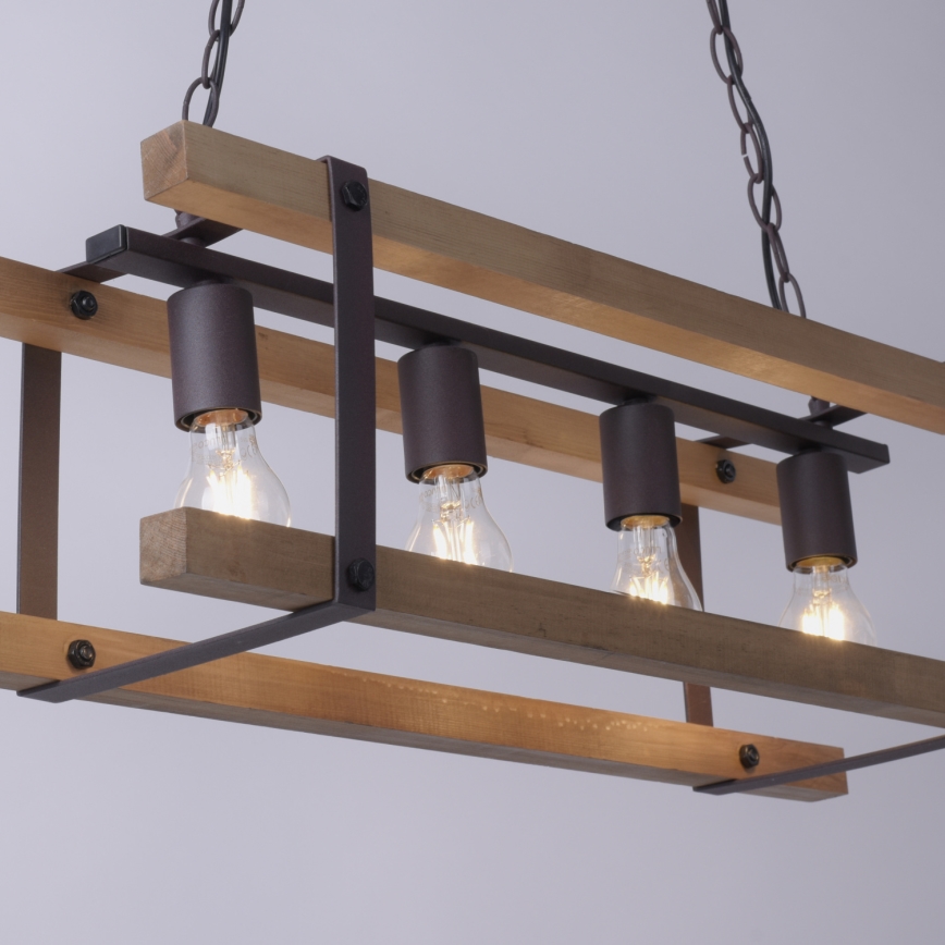 Leuchten Direkt 15684-79 - Lámpara colgante con cadena EDITH 4xE27/60W/230V pino