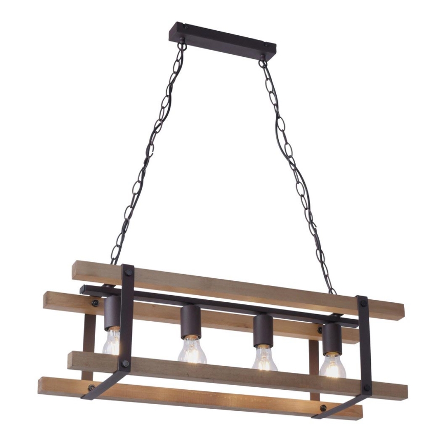 Leuchten Direkt 15684-79 - Lámpara colgante con cadena EDITH 4xE27/60W/230V pino