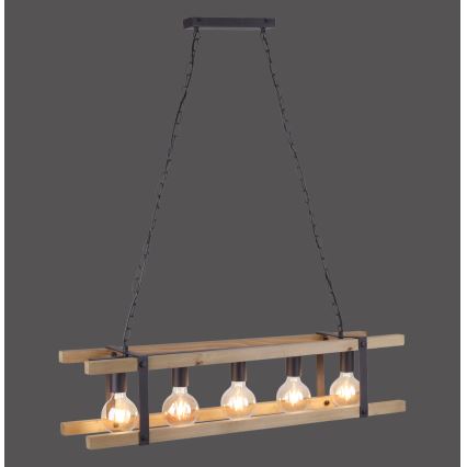 Leuchten Direkt 15685-79 - Lámpara colgante con cadena EDITH 5xE27/60W/230V pino