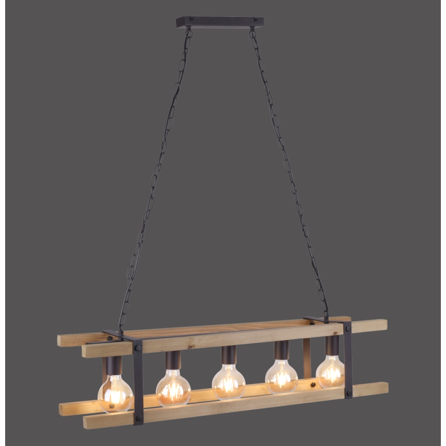 Leuchten Direkt 15685-79 - Lámpara colgante con cadena EDITH 5xE27/60W/230V pino
