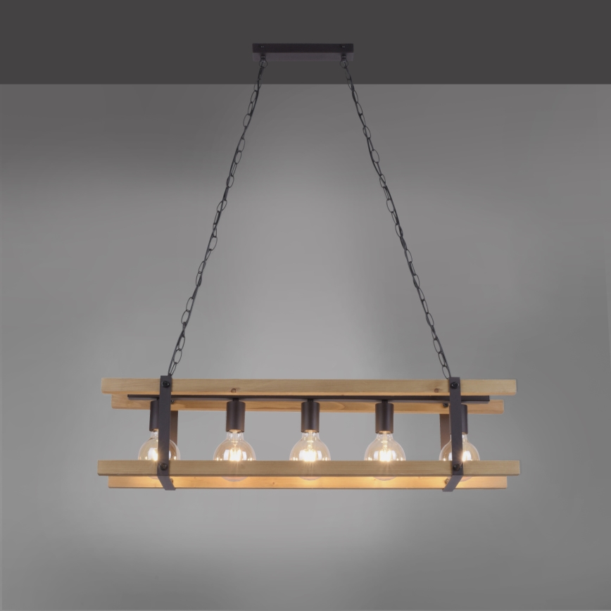 Leuchten Direkt 15685-79 - Lámpara colgante con cadena EDITH 5xE27/60W/230V pino
