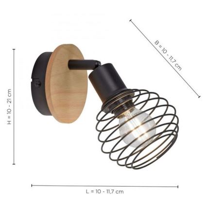 Leuchten Direkt 15921-79 - Foco de pared EUGEN 1xE14/40W/230V roble