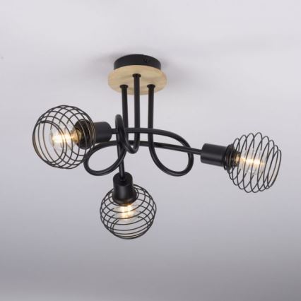 Leuchten Direkt 15923-79 - Lámpara de techo EUGEN 3xE14/40W/230V roble