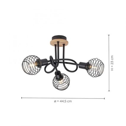 Leuchten Direkt 15923-79 - Lámpara de techo EUGEN 3xE14/40W/230V roble