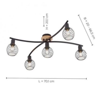 Leuchten Direkt 15925-79 - Lámpara de techo EUGEN 5xE14/40W/230V roble