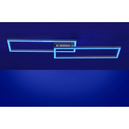 Leuchten Direkt 16430-55 - Luminaria de techo regulable LED RGBW MAXI 2xLED/18W/230V 2700-5000K cromo mate + mando a distancia