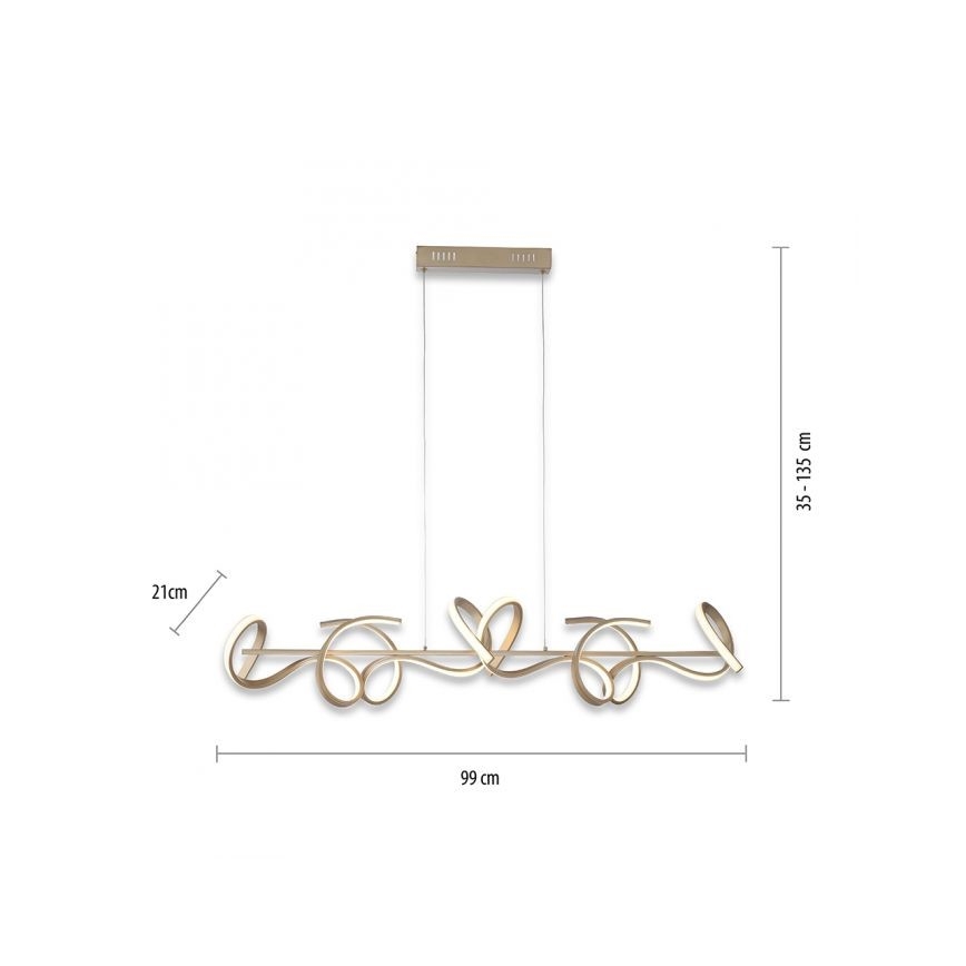 Leuchten Direkt 19033-60 - Lámpara de techo LED regulable con cable CURLS LED/40,8W/230V