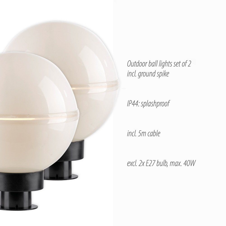 Leuchten Direkt 19322-16-2 - SET 2x Lámpara de exterior 1xE27/40W/230V diá. 20 cm IP44